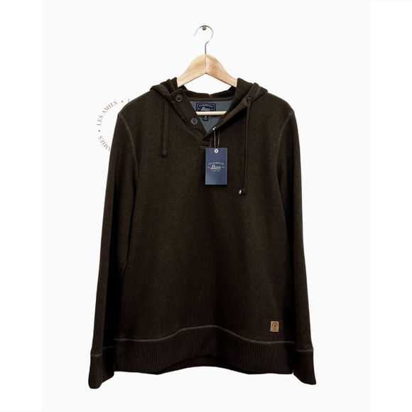G.H. Bass & Co. Other - NWT G.H. BASS Co Brown 1/4 Button‎ Fleece Lined Pullover Hoodie Knit Pullover M